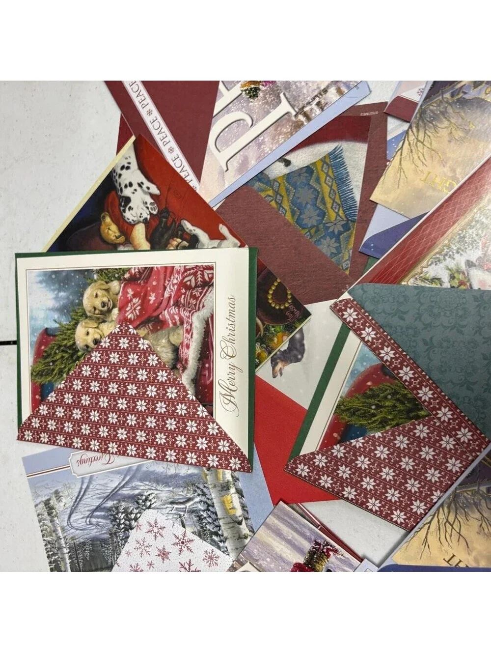 Vintage Christmas Greeting Cards Lot Mixed Assortment Holiday Winter Scenes